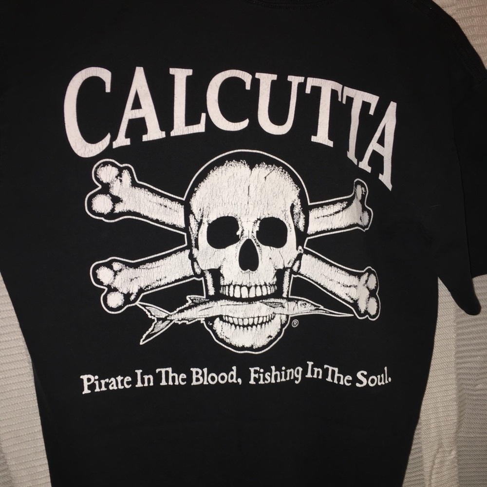 Calcutta fishing Tshirt, black size large